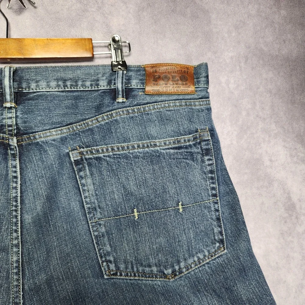 Polo Ralph Lauren Classic 867 Mens Blue Medium Wash Straight Leg Jeans 42x36